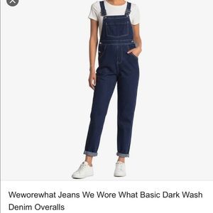 Weworewhat Jeans We Wore What Basic Dark Wash Denim Overalls SMALL